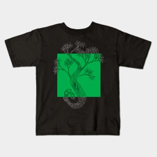 Green Square Ink Tree Kids T-Shirt